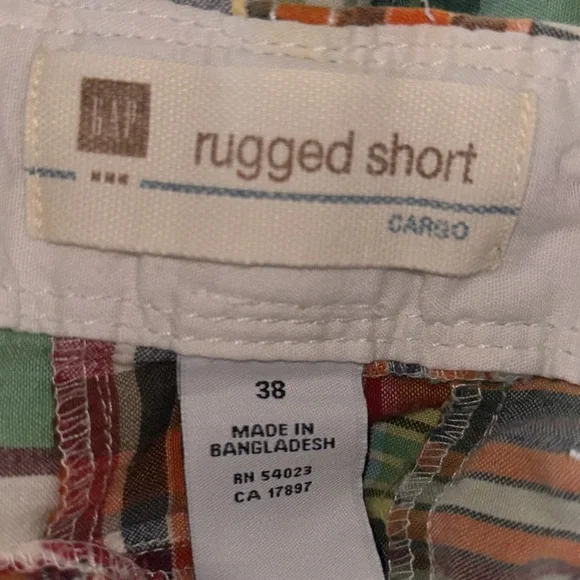 Gap madras plaid patchwork rugged cargo shorts 38 - Picture 5 of 8